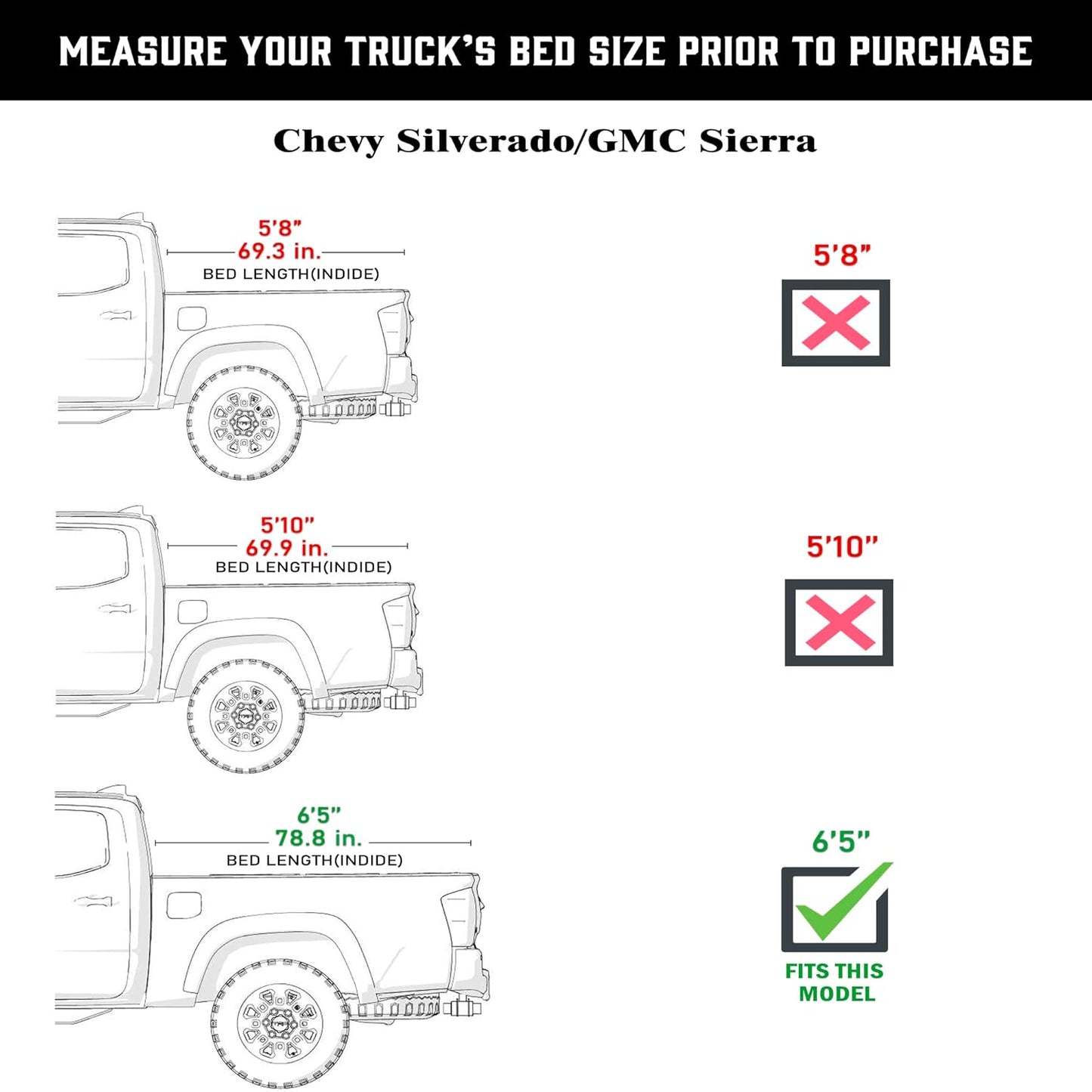 Tonotek Rolling Soft Tonneau Cover for 2014 - 2018 Silverado/ Sierra 6'5" Bed (78.8") -TGNSRU00Z4