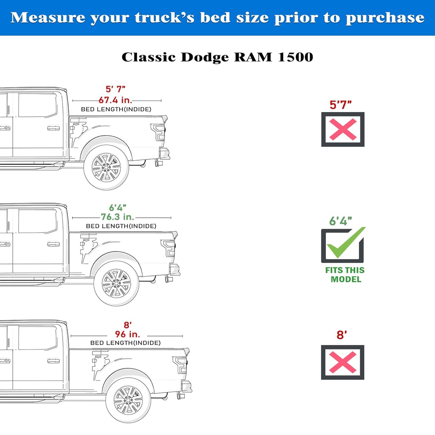 Tonotek Rolling Soft Tonneau Cover for 2009 - 2025 Ram 1500 6'4" Bed (76.3") -TGNSRU01Z2