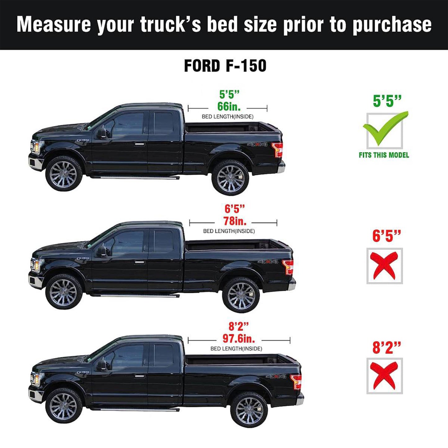 Tonotek Rolling Soft Tonneau Cover for 2009 - 2014 F-150 5'5" Bed (66") -TGNSRU01Z3