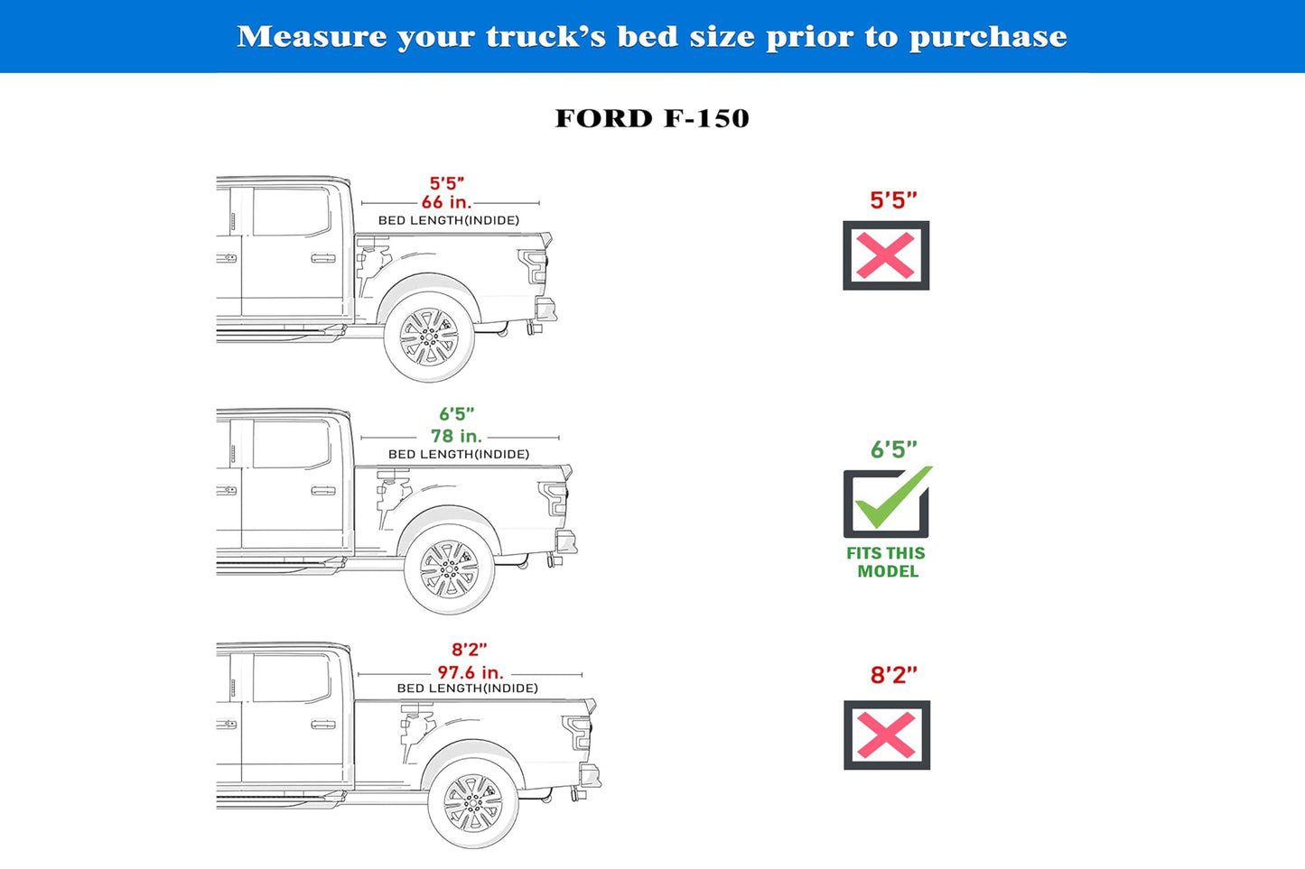 TGN Low Profile Tonneau Cover Fits 2015 - 2025 Ford F-150 6.5' Bed (78") - TGNLPF01Z7