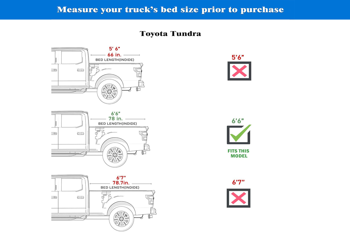 TGN Low Profile Tonneau Cover Fits 2022 - 2025 Toyota Tundra 6'6" Bed (78.7") - TGNLPF03Z5