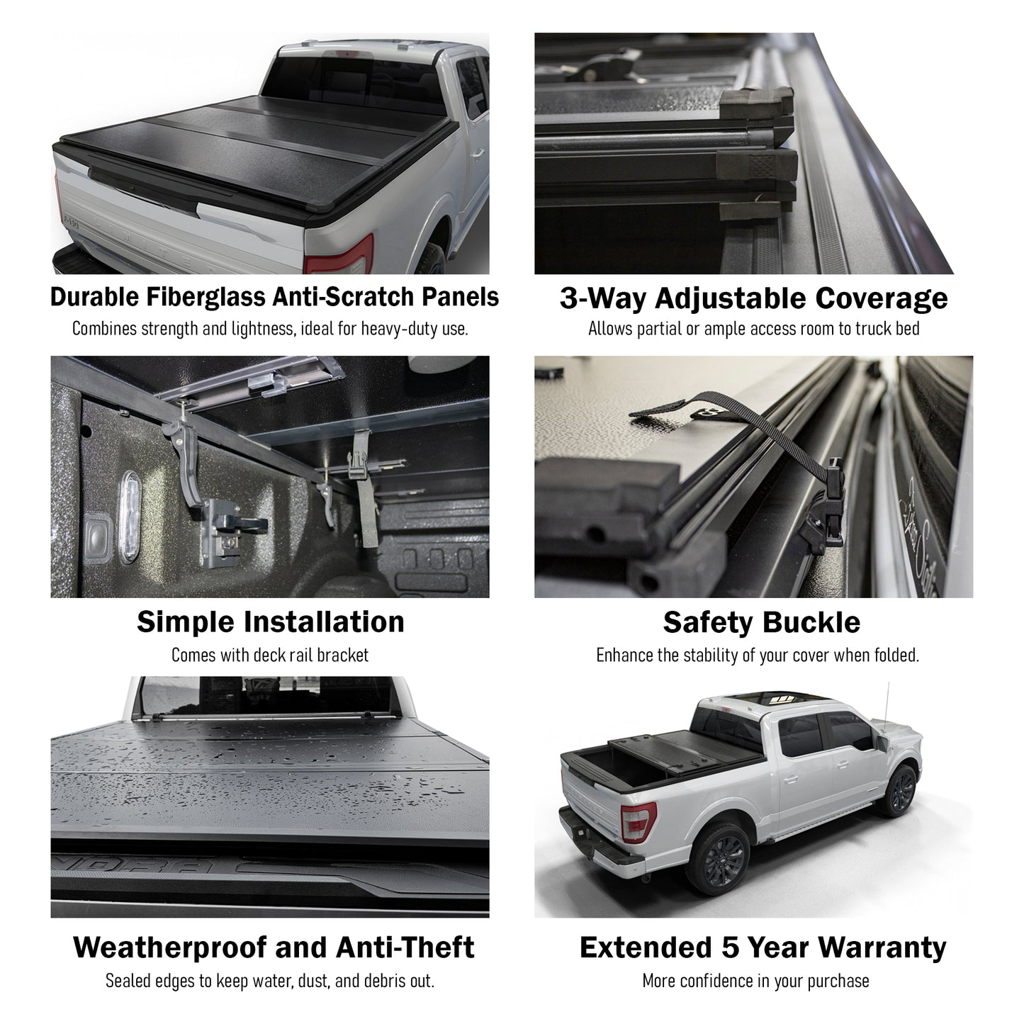 TGN Tri Fold Tonneau Cover for 2009 - 2025 Ram 1500 5'7" Bed Without Ram Box (67.4") - TGNHTF01Z1