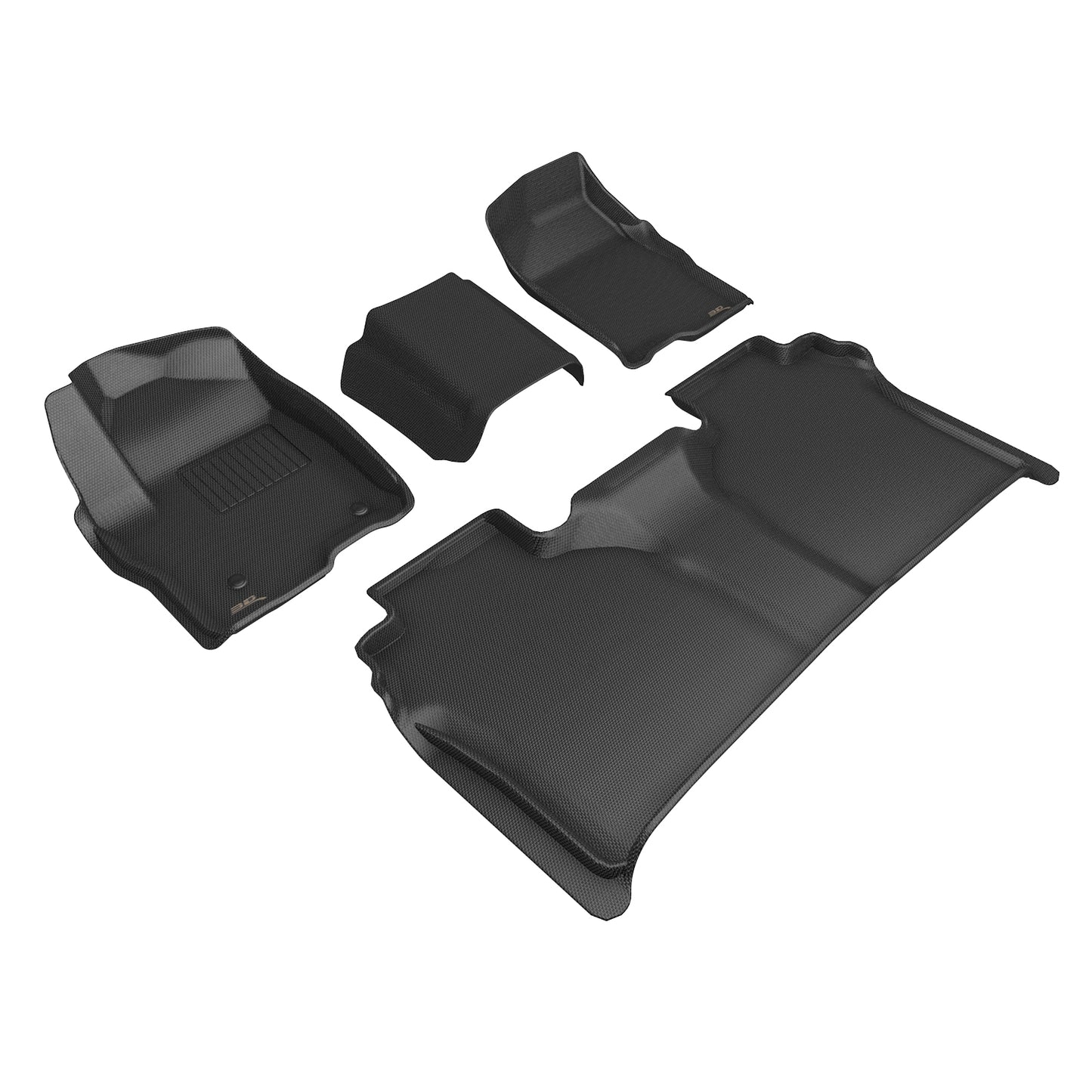 3D Custom Fit KAGU Floor Mat (BLACK) For GMC SIERRA CREW CAB 19-24 - Full Set - L1GM03101509