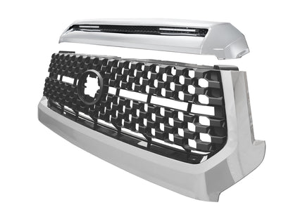 TGN Chrome W/ Dark Gray Front Grille & Hood Bulge Molding Fits 2014-2021 Toyota Tundra - GRL-14TDR-003