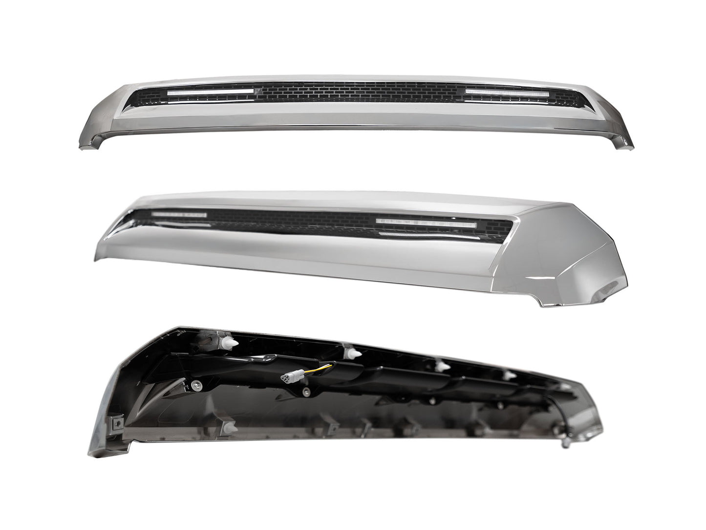 TGN Chrome W/ Dark Gray Front Grille & Hood Bulge Molding Fits 2014-2021 Toyota Tundra - GRL-14TDR-003