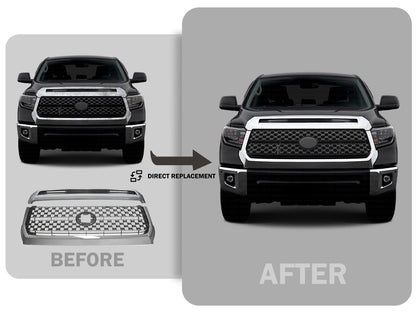 TGN Chrome W/ Dark Gray Front Grille & Hood Bulge Molding Fits 2014-2021 Toyota Tundra - GRL-14TDR-003