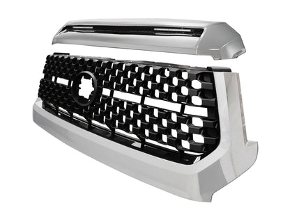 TGN Chrome W/ Matt Black Front Grille & Hood Bulge Molding Fits 2014-2021 Toyota Tundra - GRL-14TDR-004