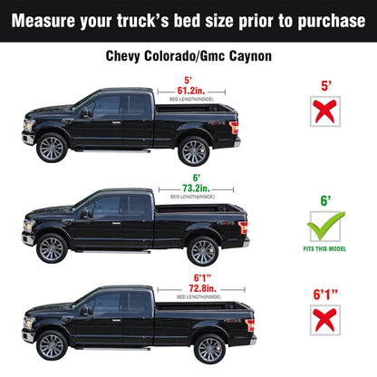 Tonotek Rolling Soft Tonneau Cover for  2004 - 2014 Colorado /Canyon 6' Bed (73.2") -TGNSRU00Z2