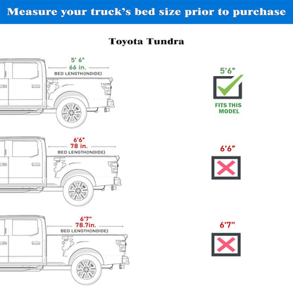 Tonotek Rolling Soft Tonneau Cover for  2022 - 2025 Tundra 5‘6" Bed (66.7") -TGNSRU03Z4