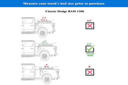 TGN Low Profile Tonneau Cover Fits 2009-2018 Dodge Ram 1500 6'4" Bed (76.3) - TGNLPF00Z9