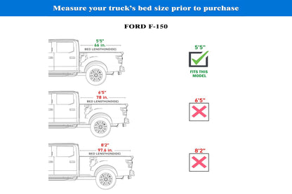 TGN Low Profile Tonneau Cover Fits 2015 - 2025 Ford F150 | F150 Lightning 5.5' Bed (66") - TGNLPF01Z6