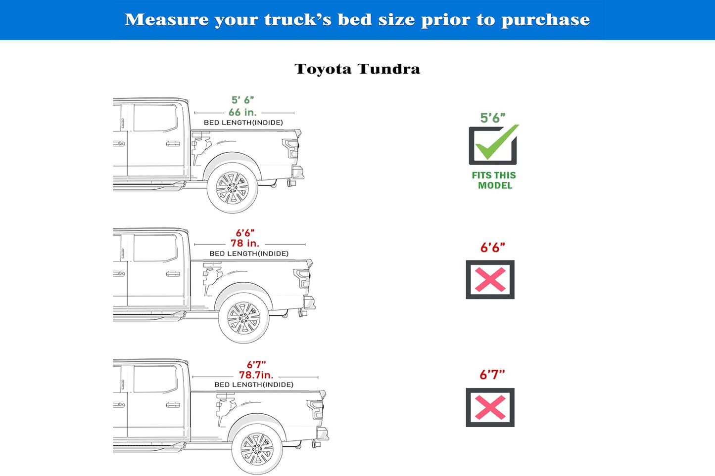 TGN Low Profile Tonneau Cover Fits 2022 - 2025 Toyota Tundra 5‘6" Bed (66.7") - TGNLPF03Z4
