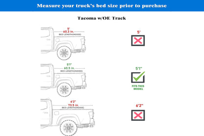 TGN Low Profile Tonneau Cover Fits 2024-2025 Toyota Tacoma w/OE Track System 5'1" Bed (60.5") - TGNLPF04Z0