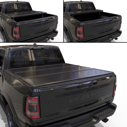 TGN Tri Fold Tonneau Cover for  2009 - 2025 Ram 1500 5'7" Bed Without Ram Box (67.4") - TGNHTF01Z1
