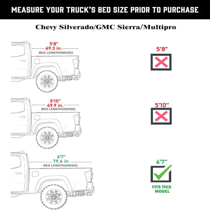 TGN Tri Fold Tonneau Cover for  2019 - 2025 Silverado/Sierra 6'7" Bed (79.4") - TGNHTF03Z0