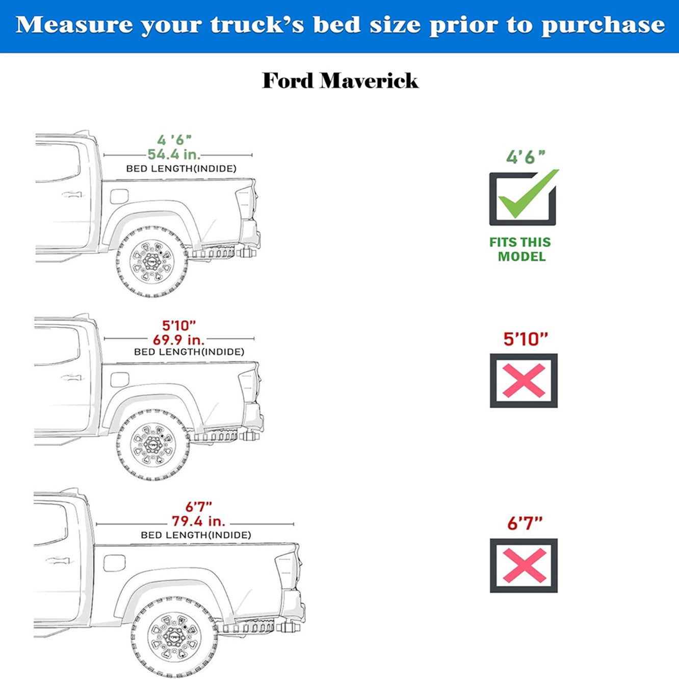 TGN Tri Fold Tonneau Cover for  2022 - 2025 Maverick 4'6" Bed (54.4") - TGNHTF03Z7