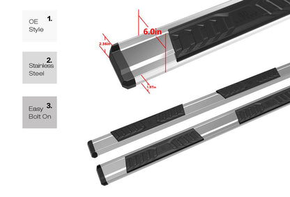 APS Crew Cab Pickup Stainless Steel + PE Step Area Running Board-S Series - WB20SJE8S